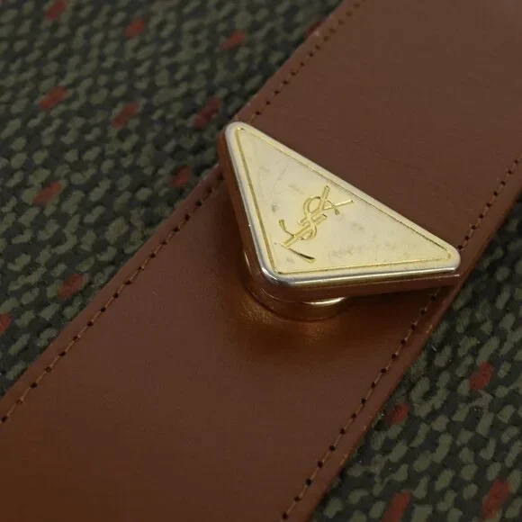 Authentic SAINT LAURENT Shoulder Bag PVC Leather Brown Gold - Picture 2 of 16